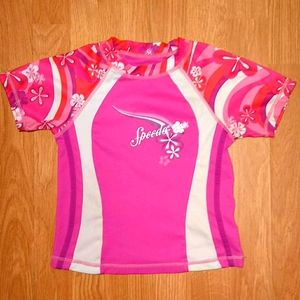 Girls Speedo Swim Top – Pink Rash Guard, Size Small (1–2 Years)